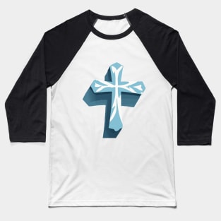 Cross Pastel Blue Shadow Silhouette Anime Style Collection No. 213 Baseball T-Shirt
